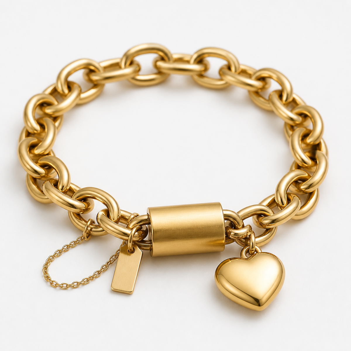 Golden Heart Link Bracelet