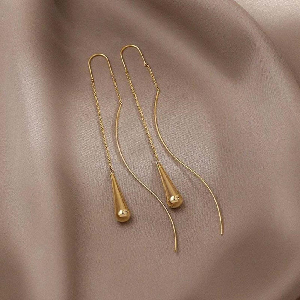 Teardrop Tassel Gold Earrings