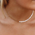 Gold and Pearl Split Necklace