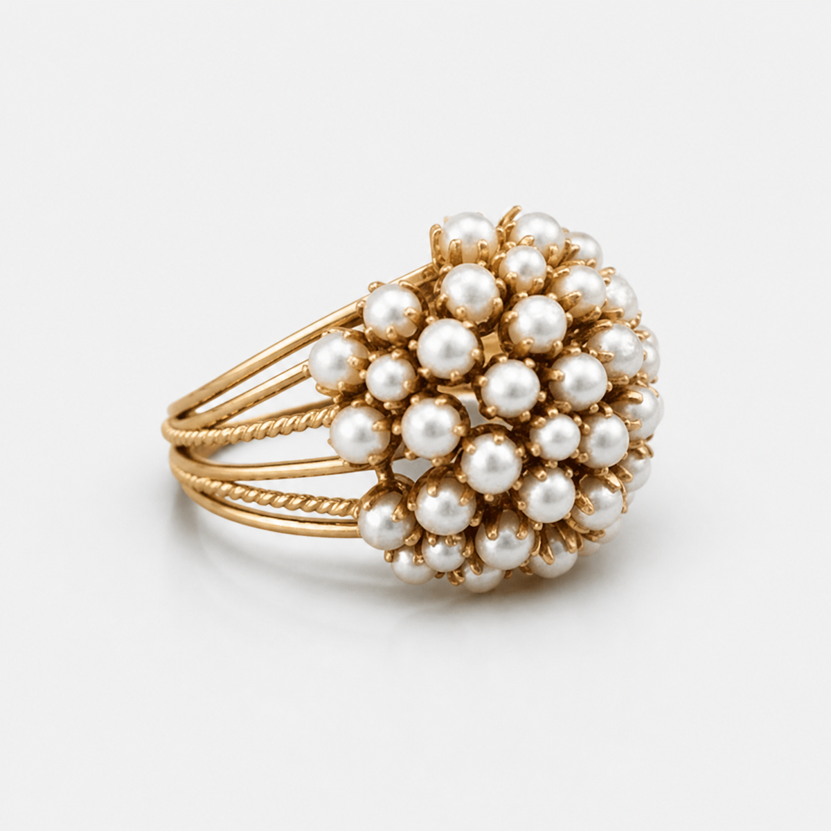 Handmade Inlaid Pearls Ring