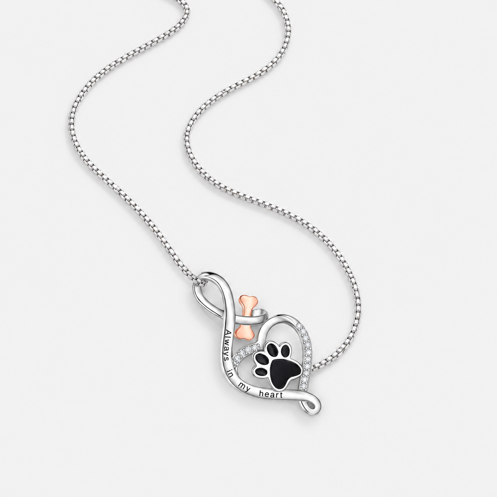 Heartfelt Paw Necklace with Infinity Charm