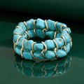 Turquoise Stone Woven Gold Bracelet