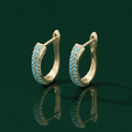 Turquoise Pavé Classic Gold Huggies