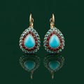 Vintage Gold Turquoise Gemstone Drop Earrings