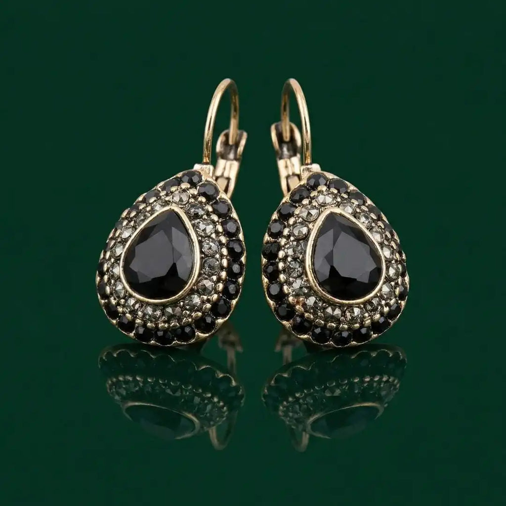 Vintage Gold Turquoise Gemstone Drop Earrings