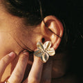 Bold Hibiscus Gold Earrings