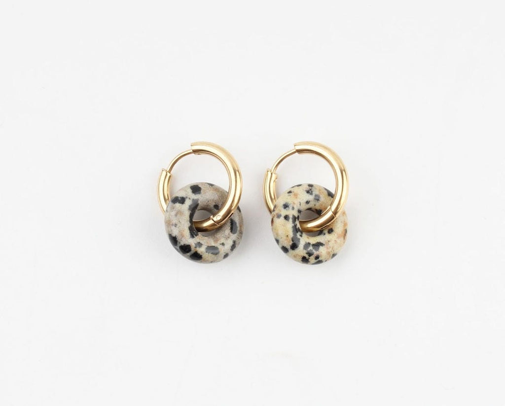 Stone Donut Hoop Earrings