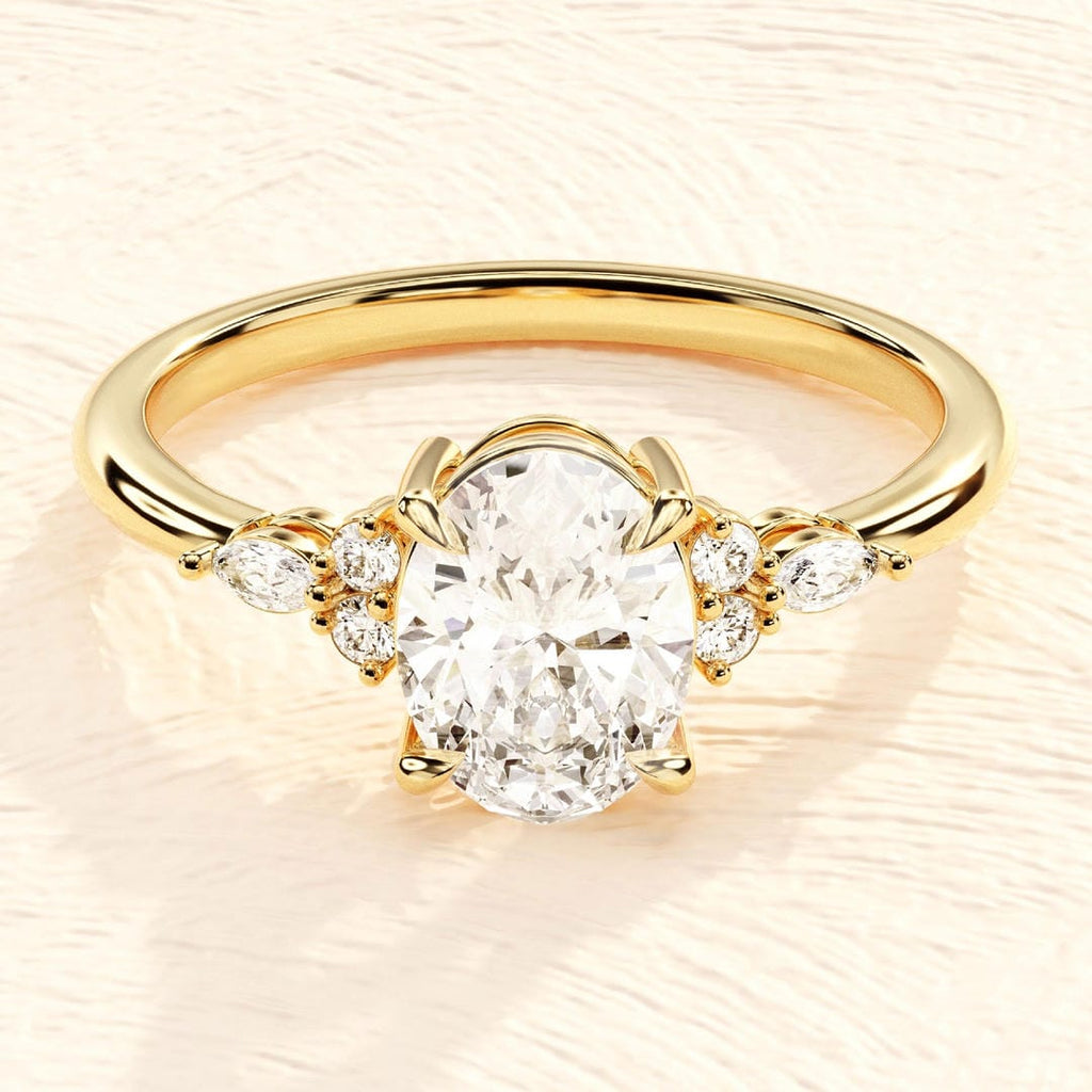 Oval Solitaire Crystal Accent Ring