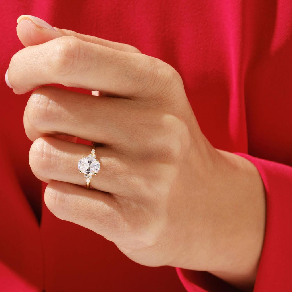 Oval Solitaire Crystal Accent Ring