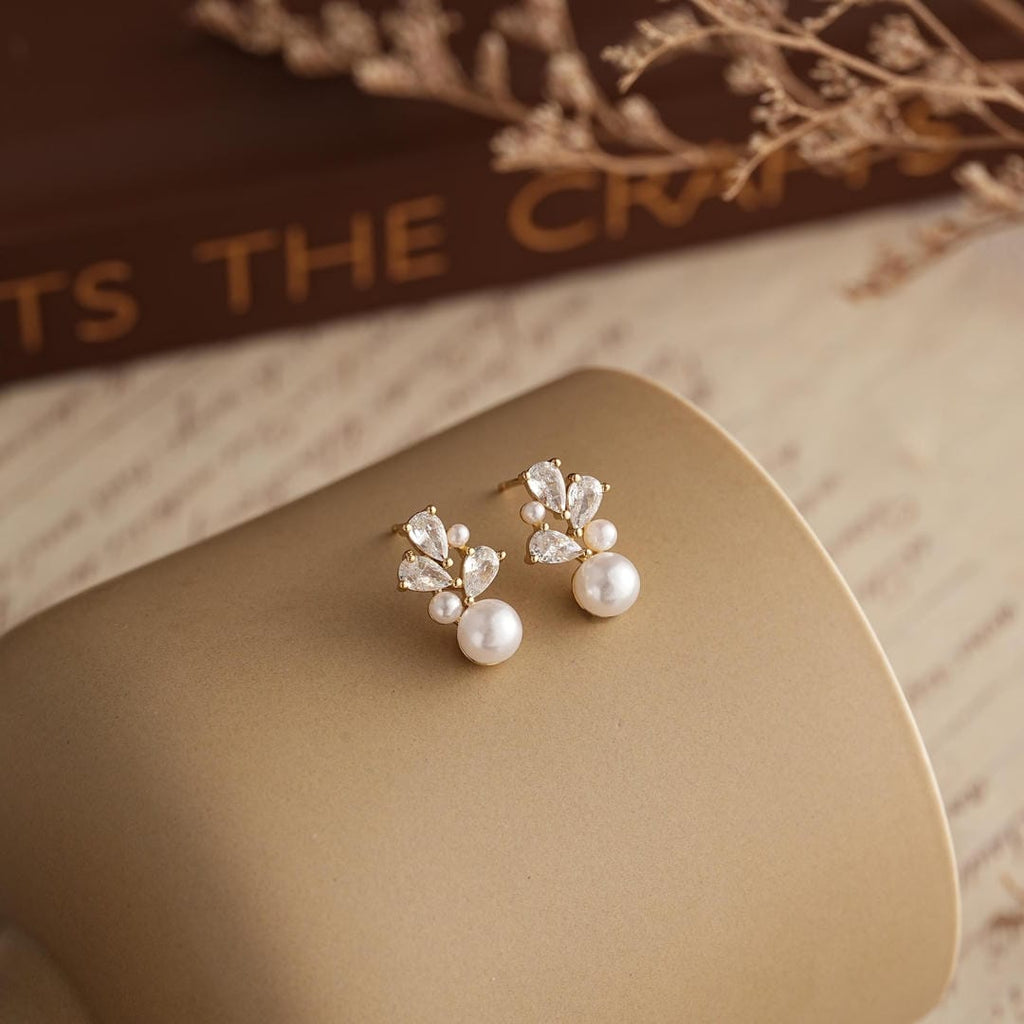 Fresh Water Pearl Blossom Cluster Drop Studs