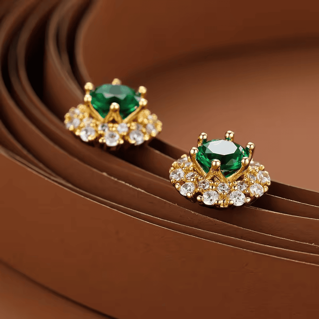 Royal Emerald Halo Earrings