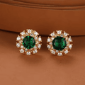 Royal Emerald Halo Earrings