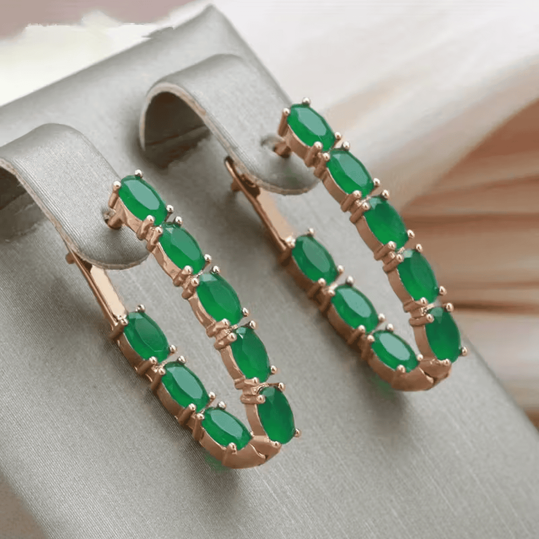 Savannah Hoop Emerald Earrings