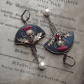 Retro Earrings with Red Crystal and Pearls