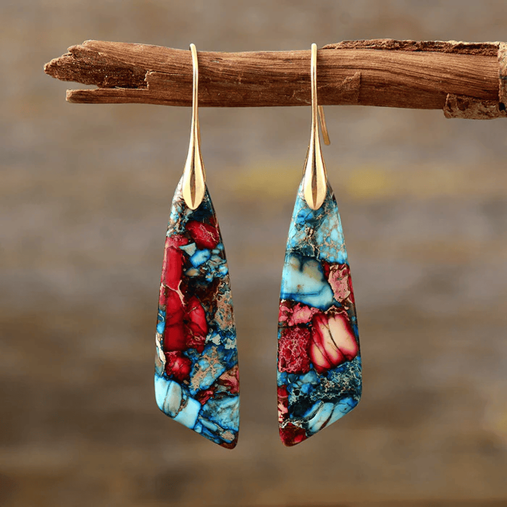 Vintage Silver and Gold Colorful Stone Earrings
