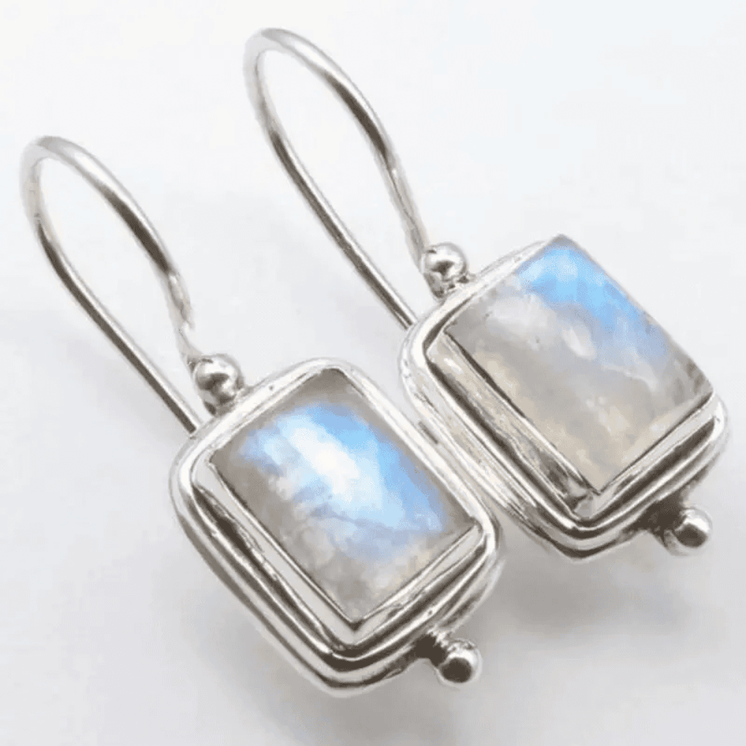 Chic Square Moonstone Earrings
