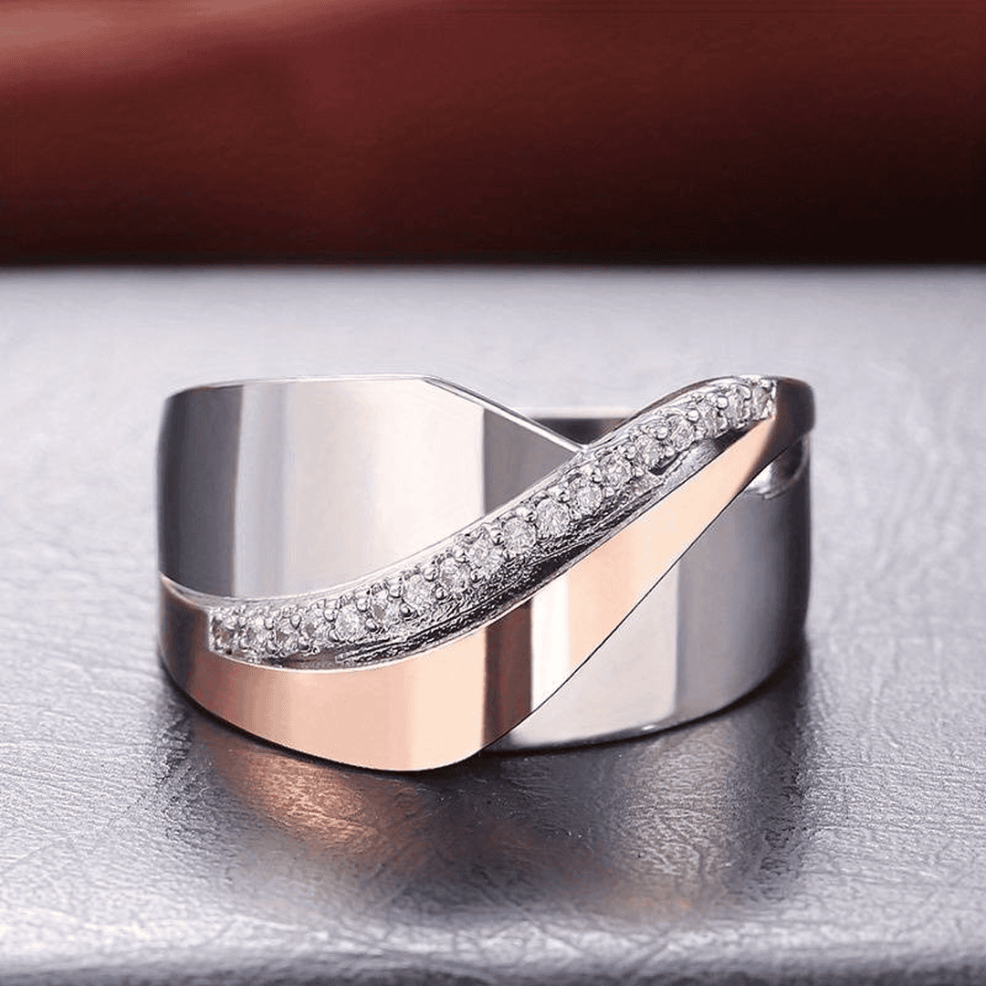 Vintage Ring in Rose Gold and Silver with Zirconia