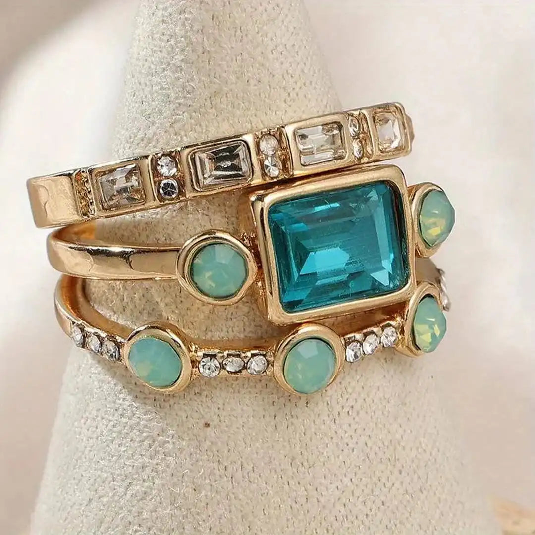 Timeless Azure Ring Set