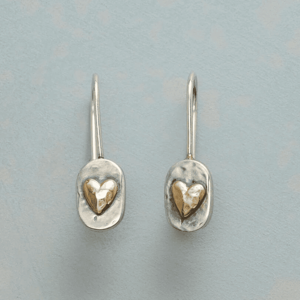 Two Tone Heart Drop Earrings