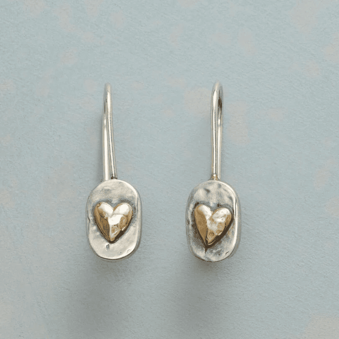 Two Tone Heart Drop Earrings
