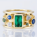 Elegant Mosaic Emerald Ring