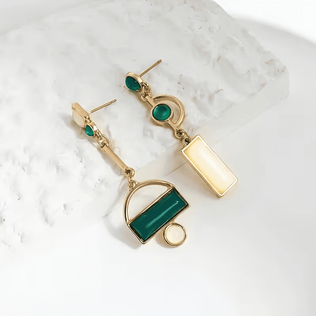 Emerald Geometry Statement Earrings