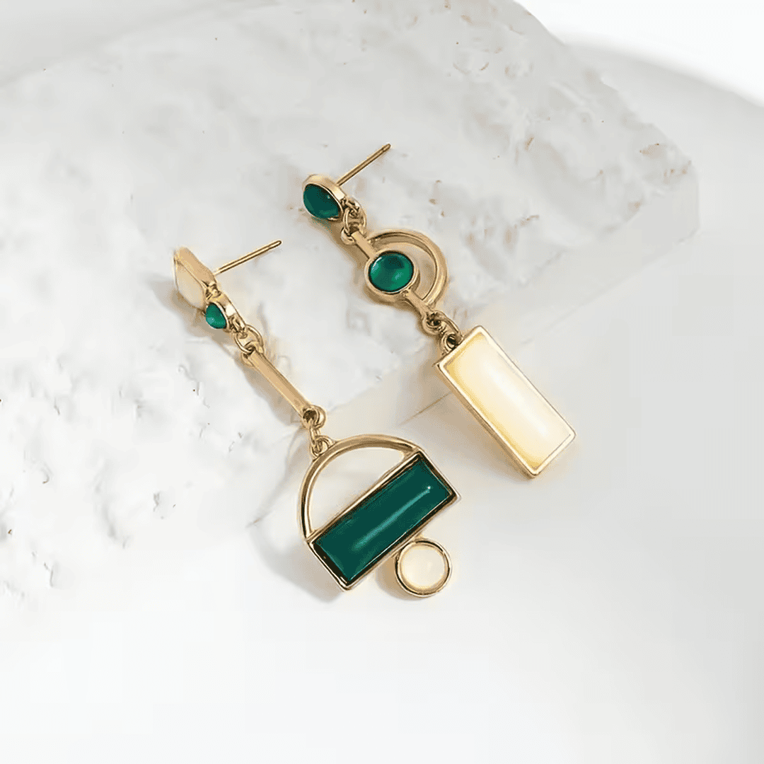 Emerald Geometry Statement Earrings