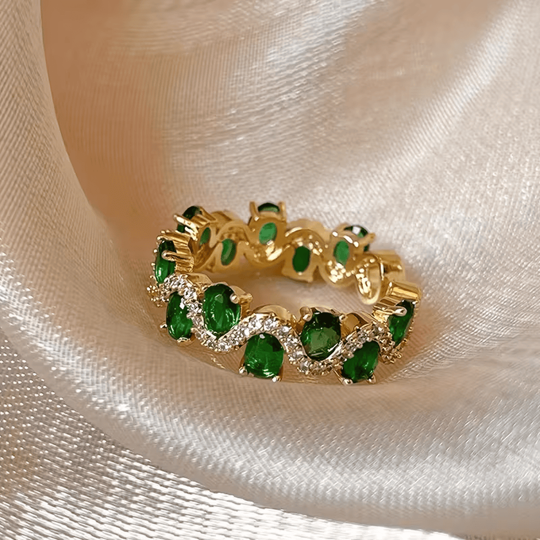 Royal Green Crystal Crown Ring