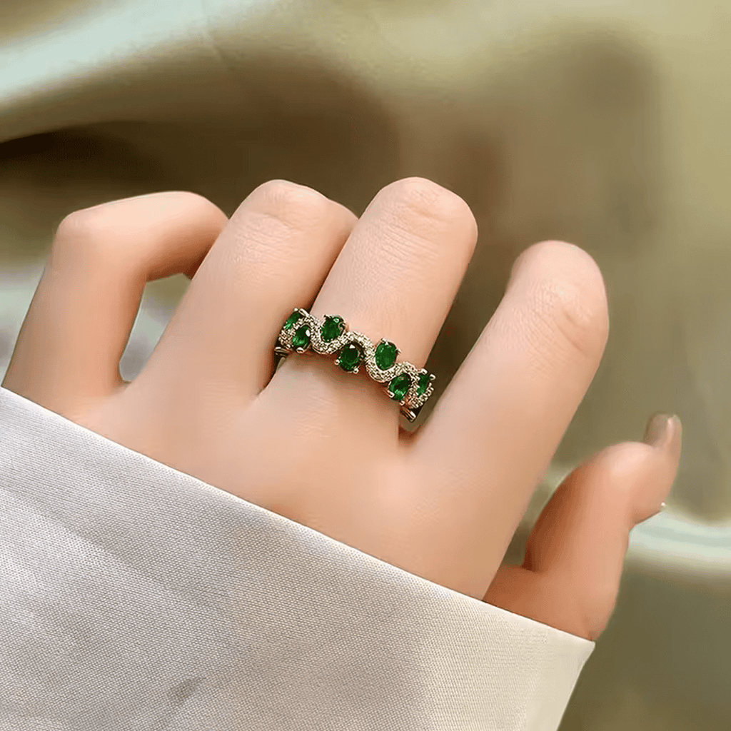 Royal Green Crystal Crown Ring