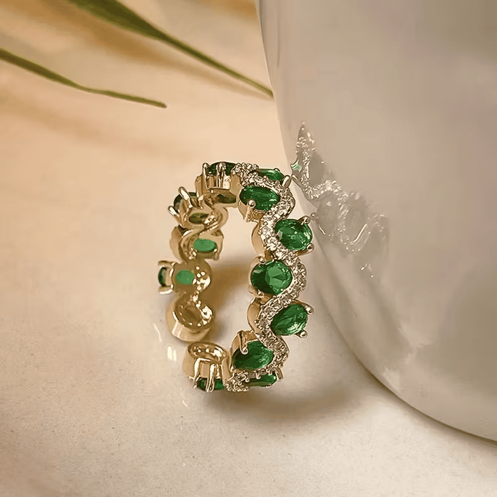 Royal Green Crystal Crown Ring