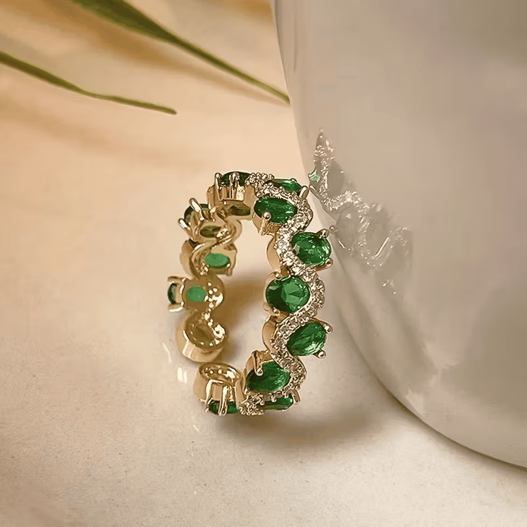 Royal Green Crystal Crown Ring