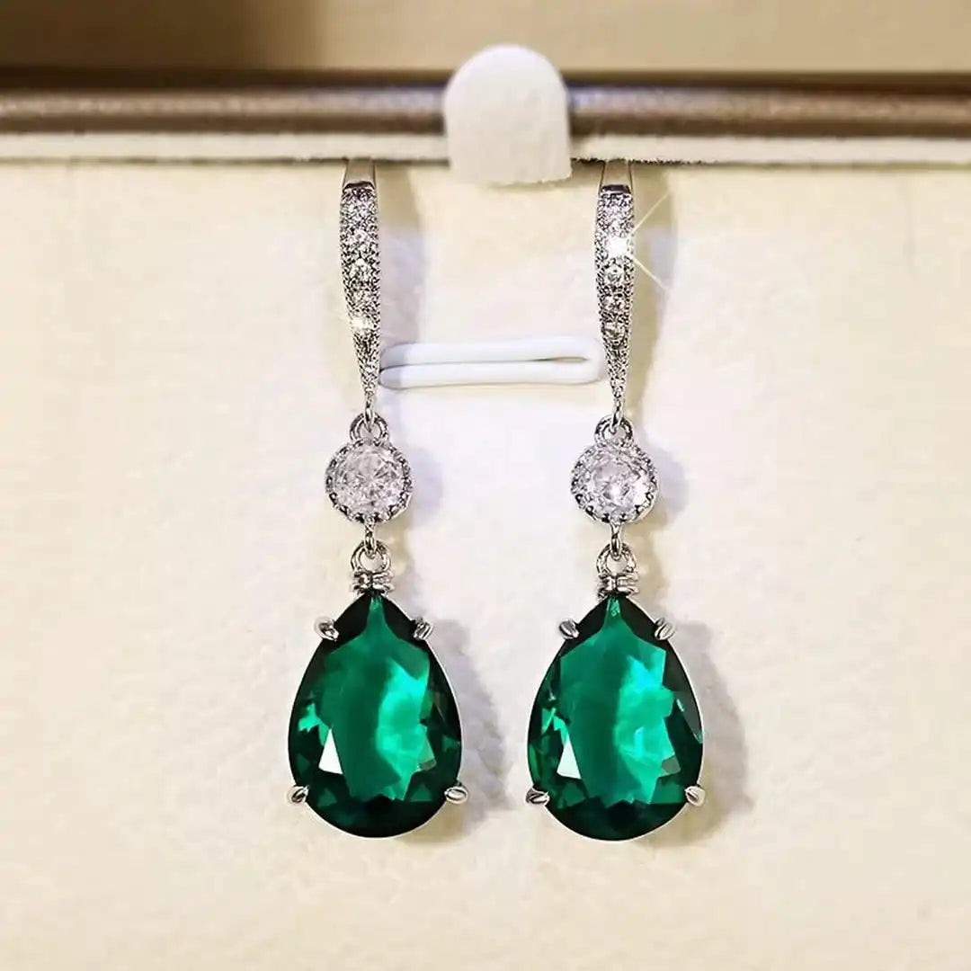 Elegant Emerald Teardrop Earrings