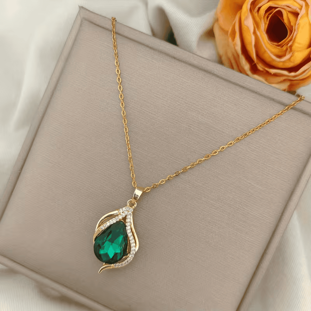 Emerald Wave Pendant Necklace