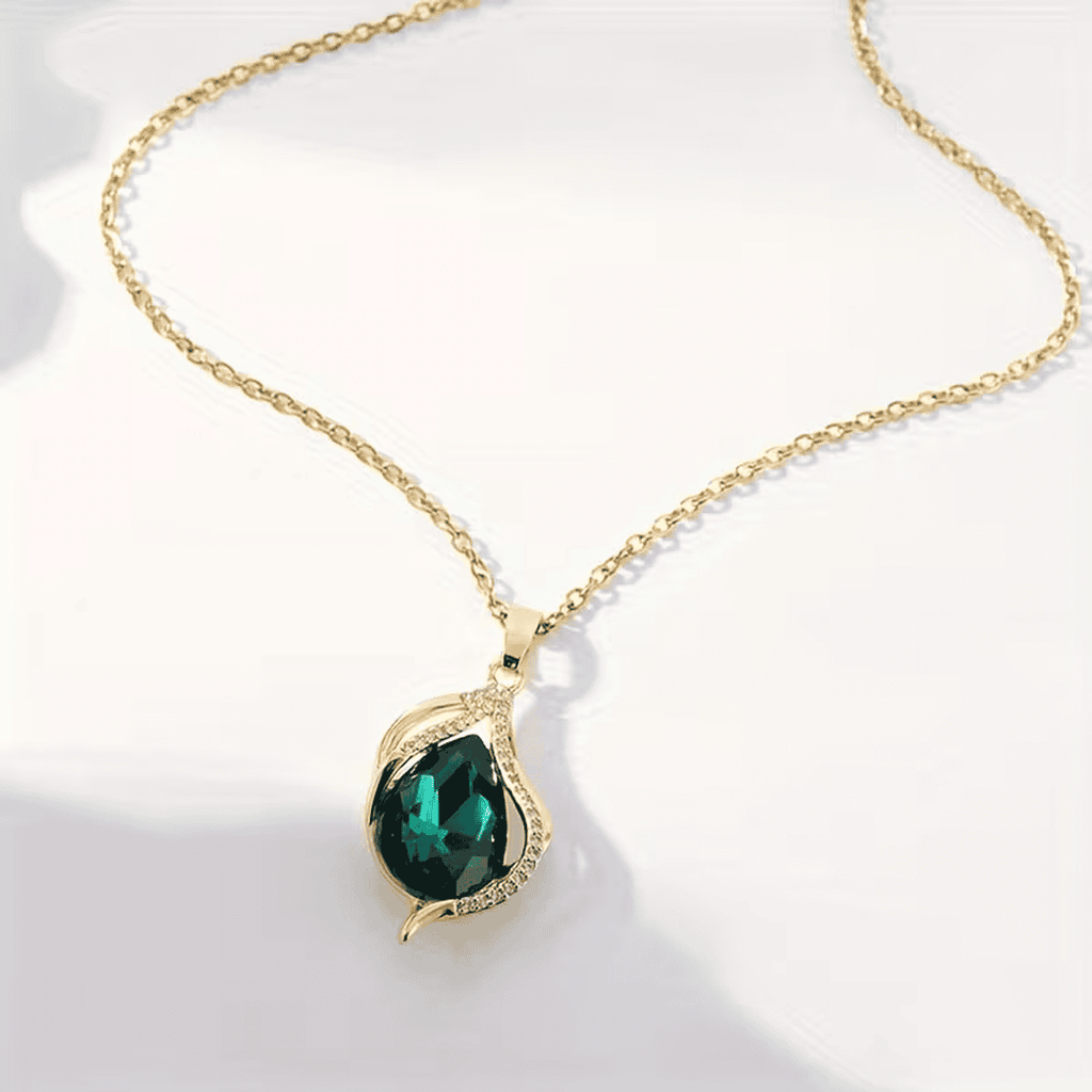 Emerald Wave Pendant Necklace