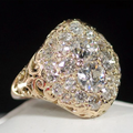 Vintage Gold Ring with Round Crystals