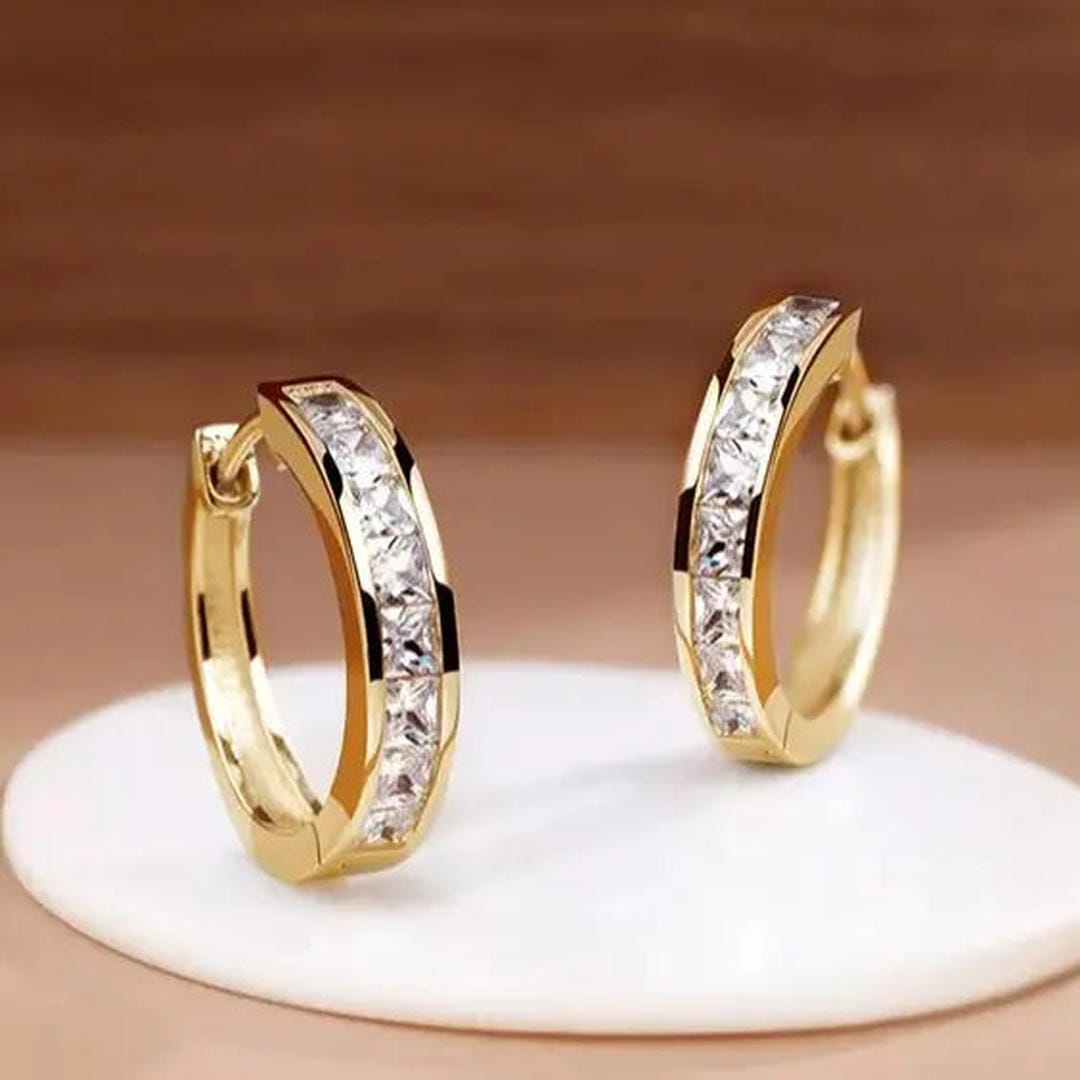 Gold Crystal Hoop Earrings