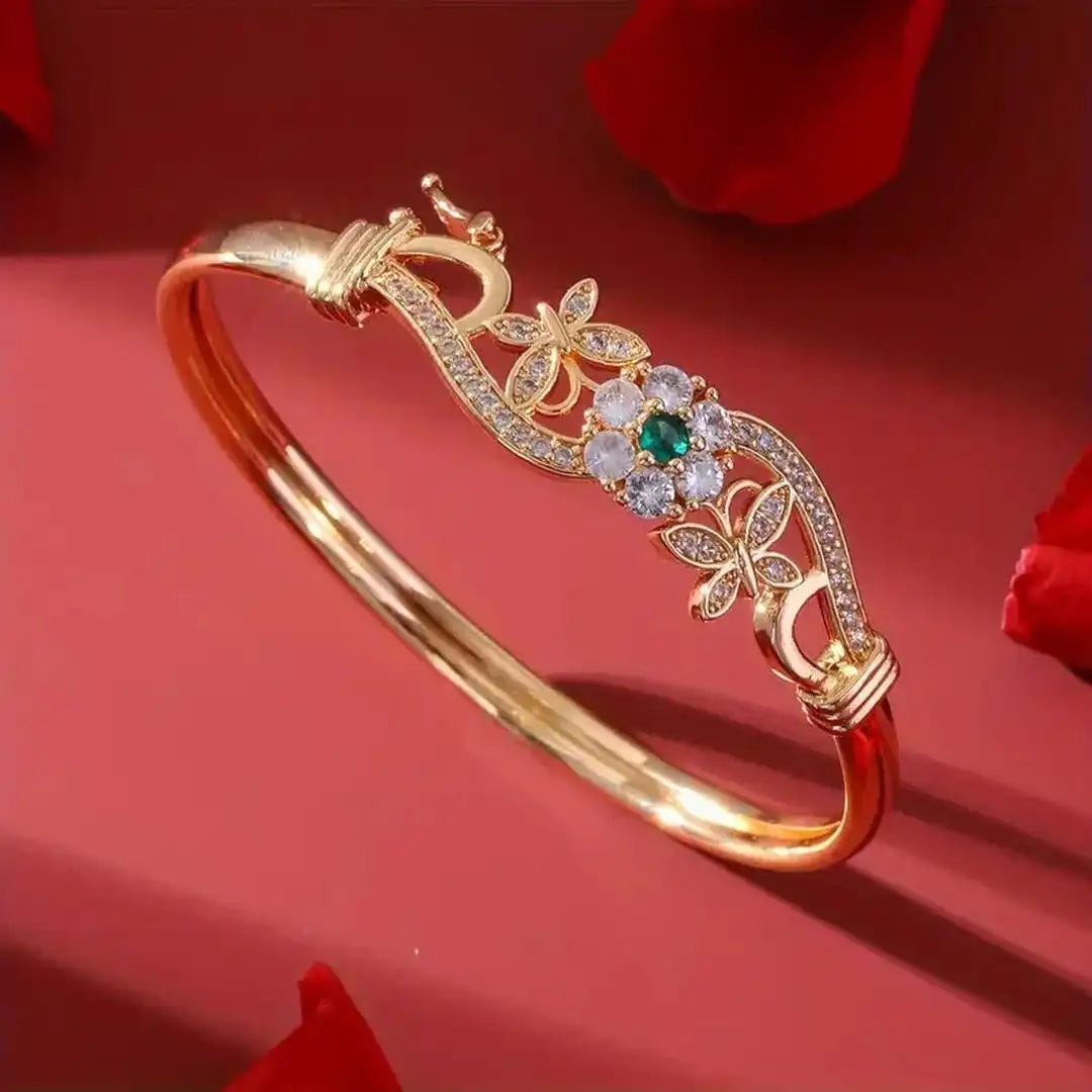 Zirconia Gold Green Crystal Bracelet