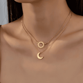 Gold Layered Sun and Moon Pendant Necklace