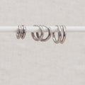 Set of 3 Pairs Silver Classic Rounded Hoops