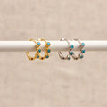Mini Turquoise Hoops Gold or Silver