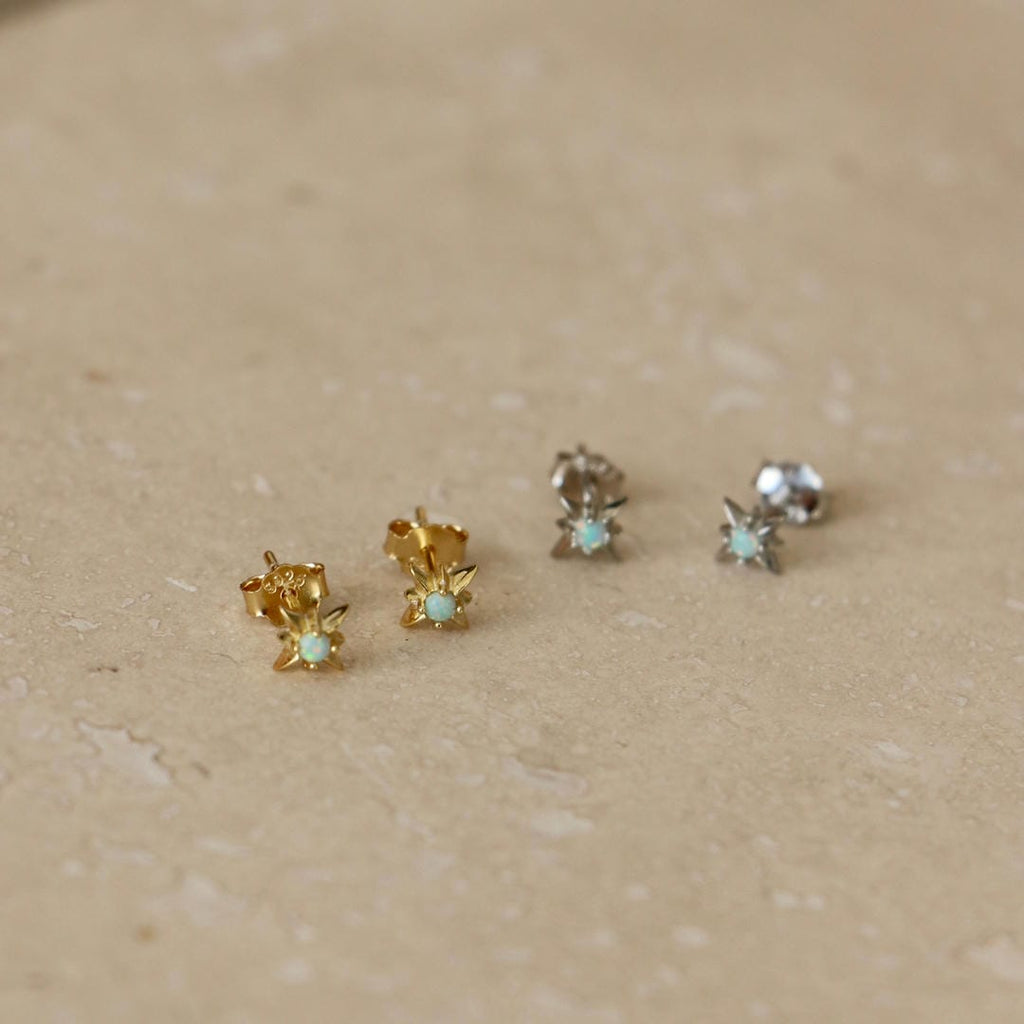 Gold or Silver Opal Starburst Studs