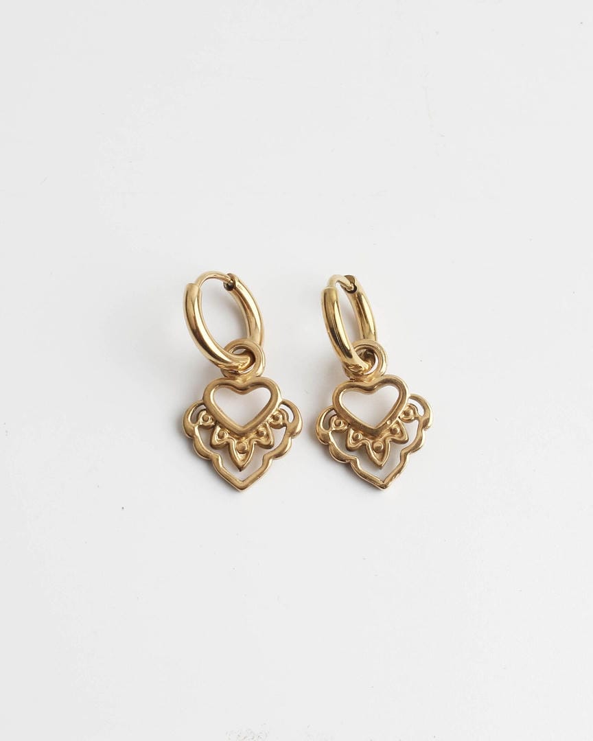 Boho Heart Dangle Earrings