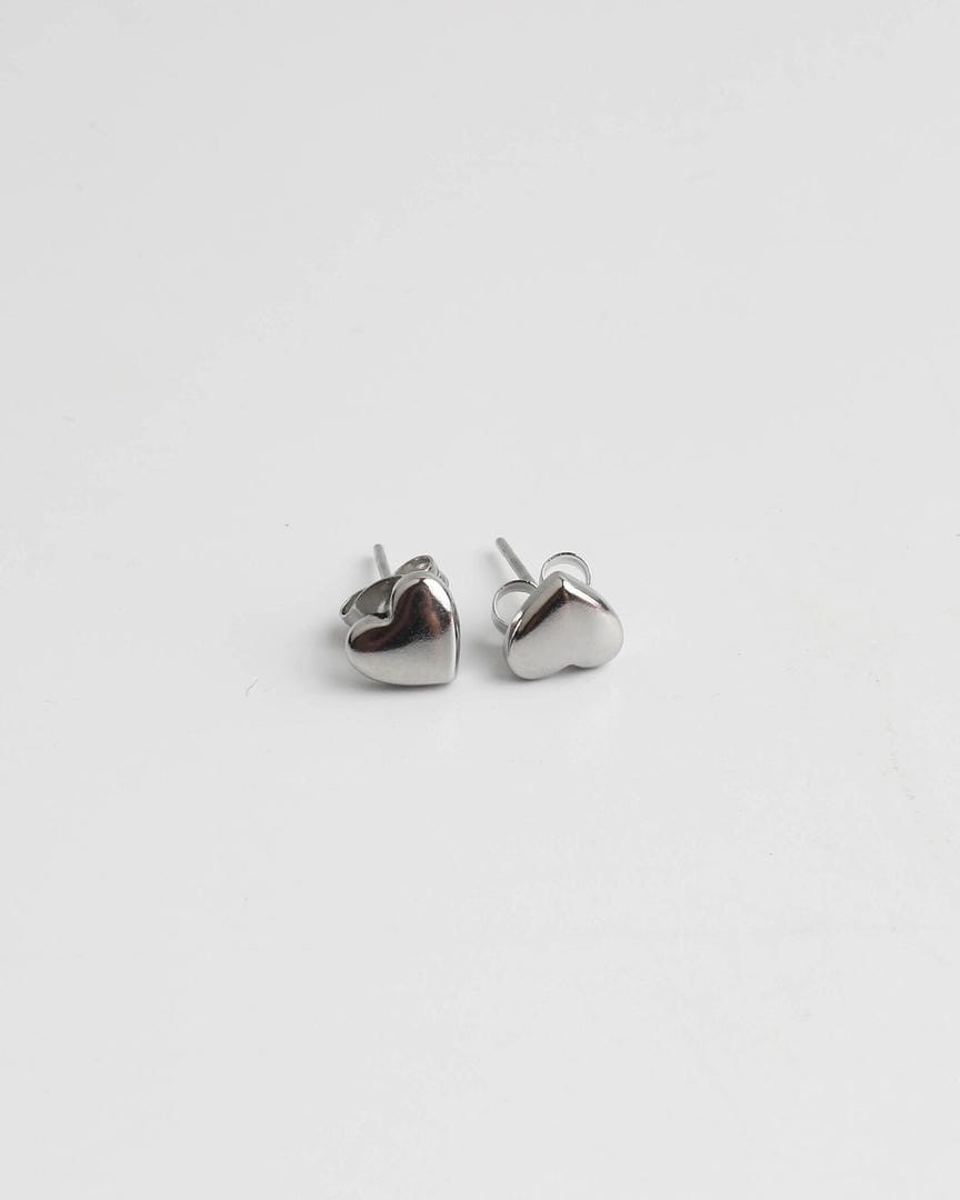 Solid Heart Polished Stud Earrings