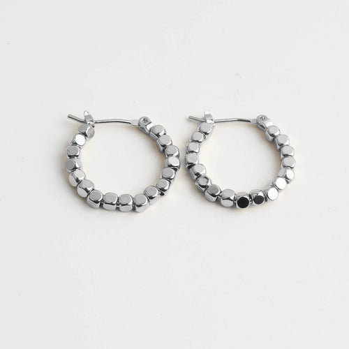 Cube Beaded Huggie Hoop Earrings