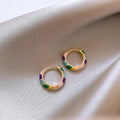 Gold Multicolor Enamel Hoop Earrings