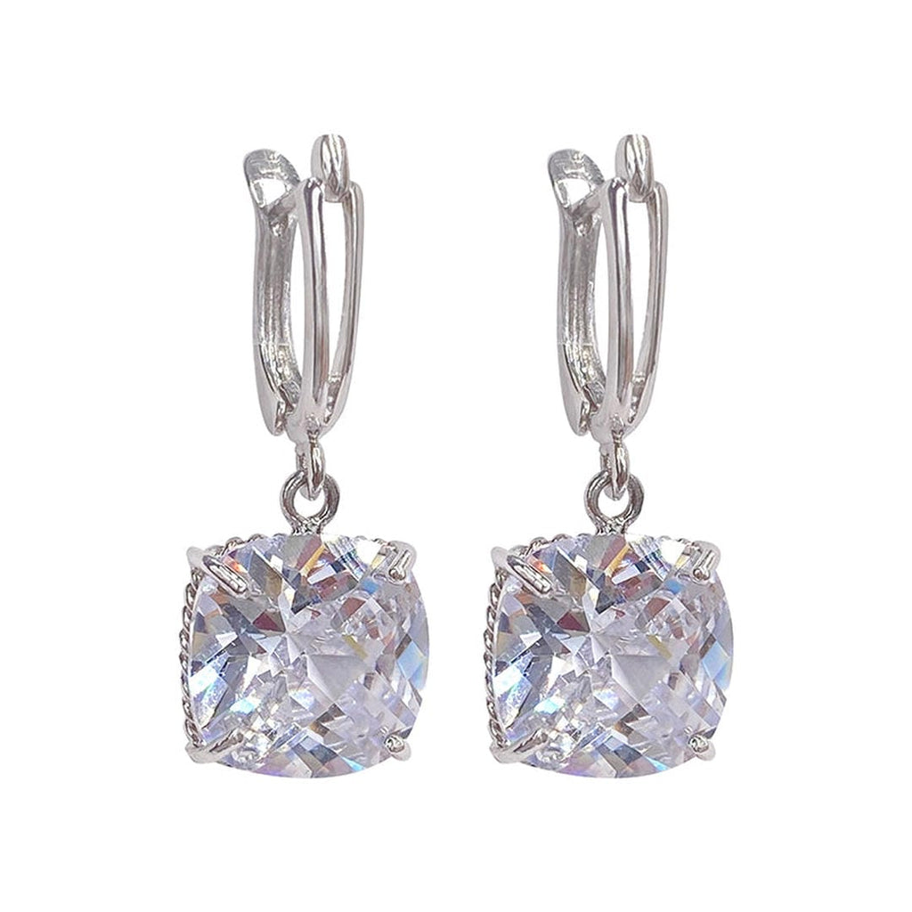 White Gold Zirconia Drop Earrings