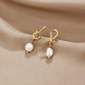 Knotted Gold Freshwater Pearl Earrings