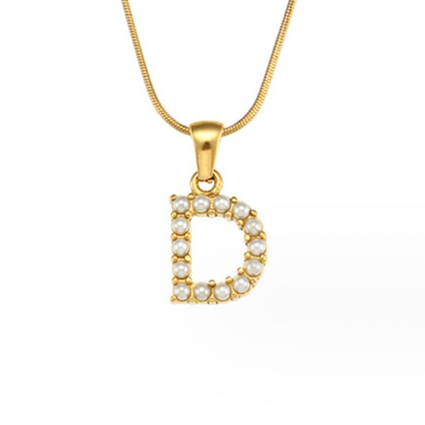 Letter Pearl Charm Necklace