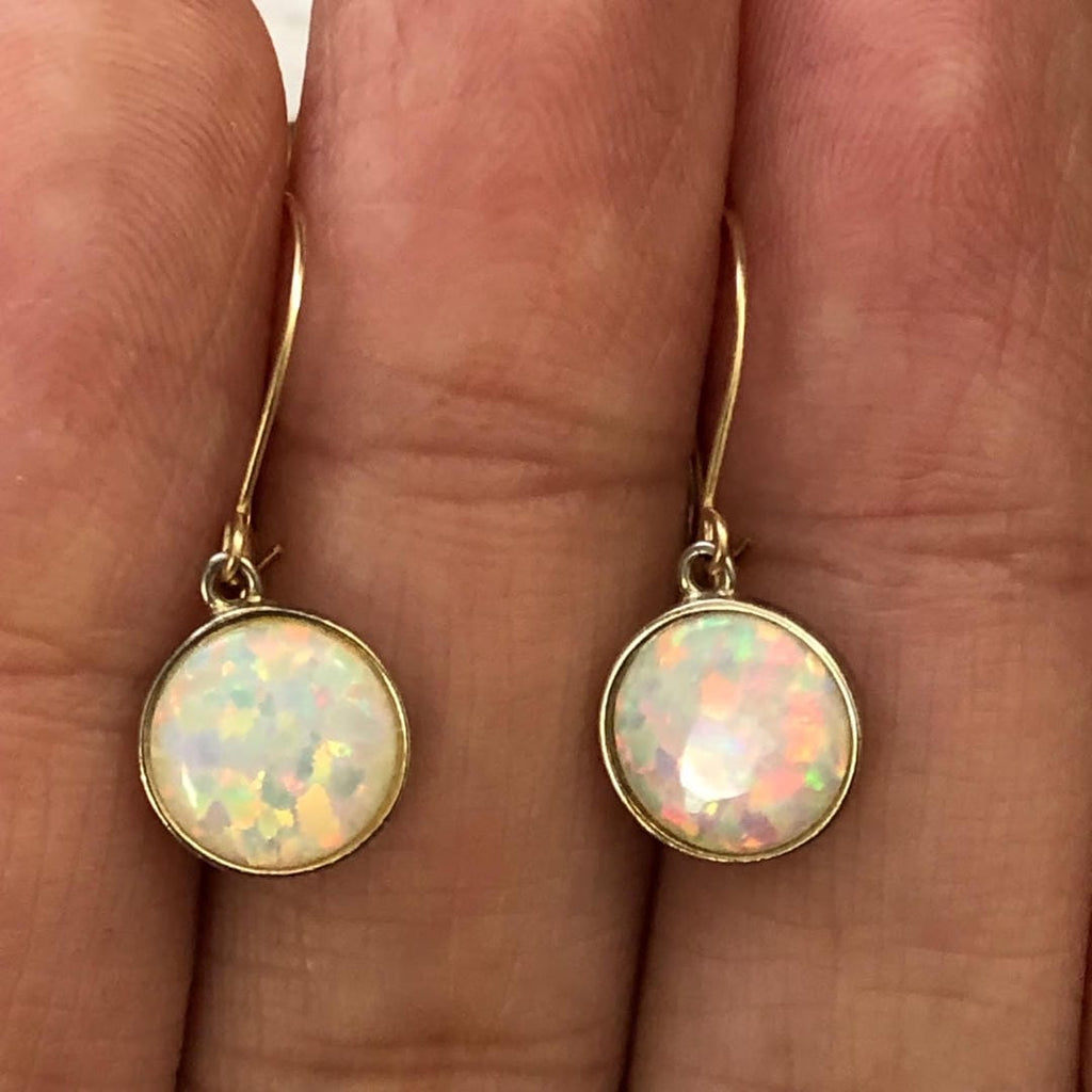Timeless Gold Plated White Opal Earrings
