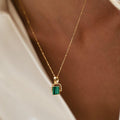 Malachite Pendant with Beaded Gold Chain